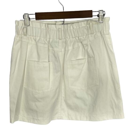HYFVE HIGH RISE PAPERBAG WAIST COTTON MINI SKIRT IN OFF WHITE NWT WOMEN'S LARGE‎ - Picture 3 of 9